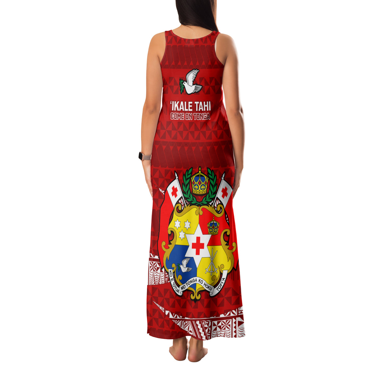 Tonga Rugby Family Matching Tank Maxi Dress and Hawaiian Shirt 2023 Ikale Tahi Tongan Ngatu Pattern - Wonder Print Shop