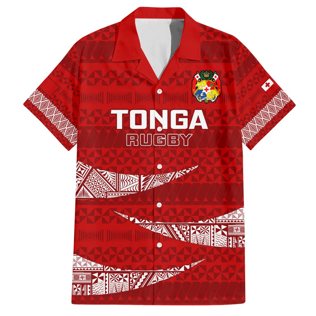 Tonga Rugby Hawaiian Shirt 2023 Ikale Tahi Tongan Ngatu Pattern - Wonder Print Shop