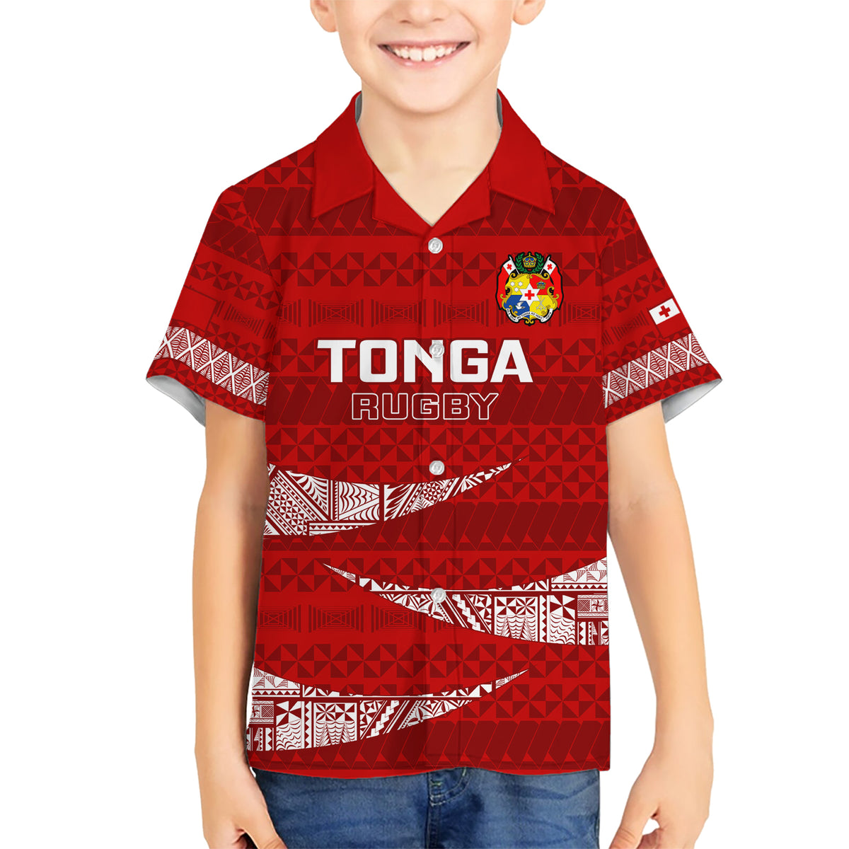 Tonga Rugby Hawaiian Shirt 2023 Ikale Tahi Tongan Ngatu Pattern - Wonder Print Shop