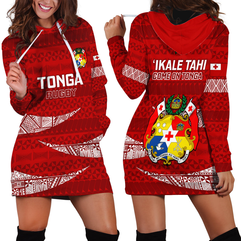 Tonga Rugby Hoodie Dress 2023 Ikale Tahi Tongan Ngatu Pattern - Wonder Print Shop