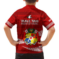 Tonga Rugby Kid Hawaiian Shirt 2023 Ikale Tahi Tongan Ngatu Pattern - Wonder Print Shop