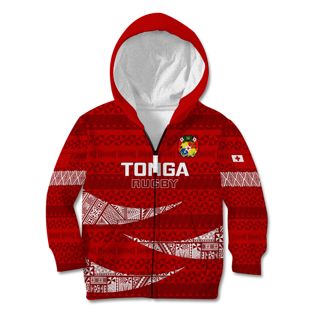Tonga Rugby Kid Hoodie 2023 Ikale Tahi Tongan Ngatu Pattern - Wonder Print Shop