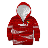Tonga Rugby Kid Hoodie 2023 Ikale Tahi Tongan Ngatu Pattern - Wonder Print Shop
