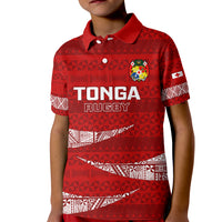 Tonga Rugby Kid Polo Shirt 2023 Ikale Tahi Tongan Ngatu Pattern - Wonder Print Shop