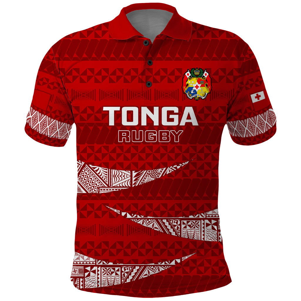 Tonga Rugby Polo Shirt 2023 Ikale Tahi Tongan Ngatu Pattern - Wonder Print Shop