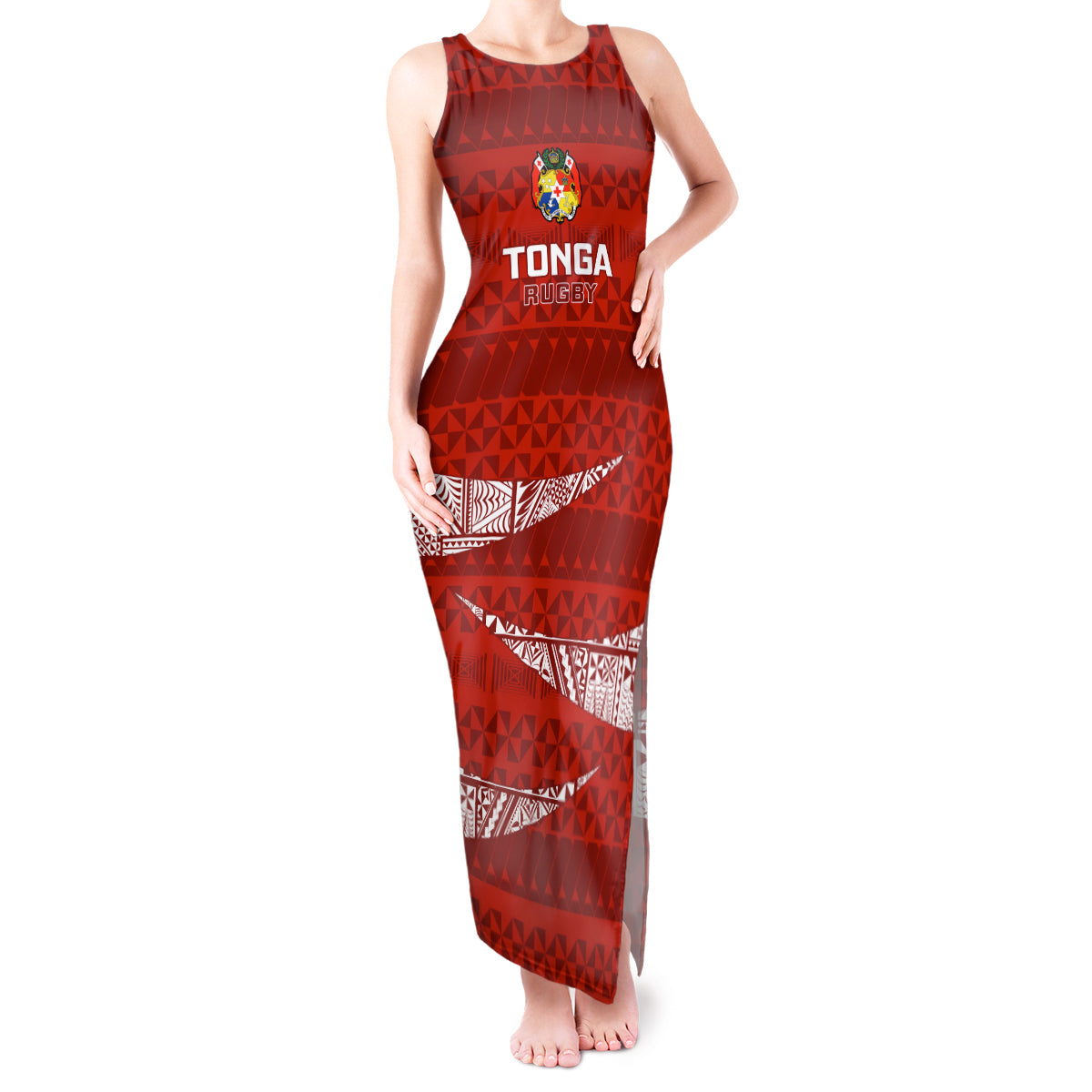 Tonga Rugby Tank Maxi Dress 2023 Ikale Tahi Tongan Ngatu Pattern - Wonder Print Shop