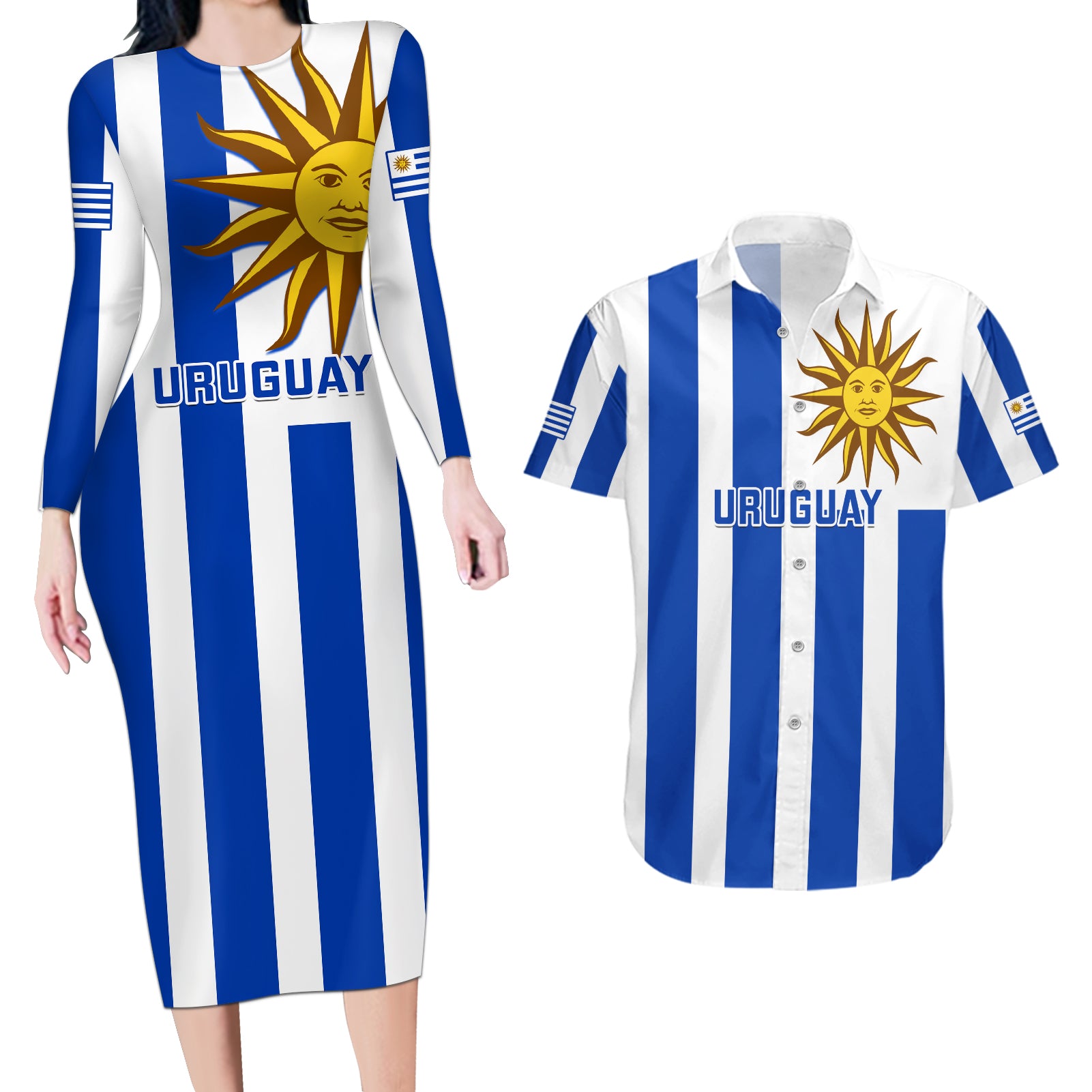 uruguay-rugby-couples-matching-long-sleeve-bodycon-dress-and-hawaiian-shirt-go-los-teros-flag-style