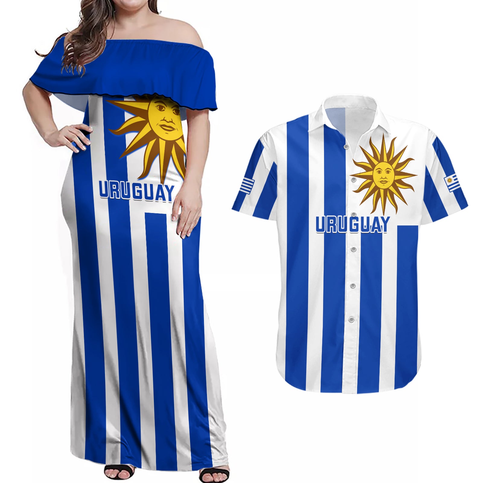 uruguay-rugby-couples-matching-off-shoulder-maxi-dress-and-hawaiian-shirt-go-los-teros-flag-style