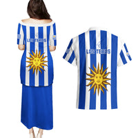 Uruguay Rugby Couples Matching Puletasi Dress and Hawaiian Shirt Go Los Teros Flag Style - Wonder Print Shop