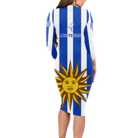 Uruguay Rugby Long Sleeve Bodycon Dress Go Los Teros Flag Style - Wonder Print Shop