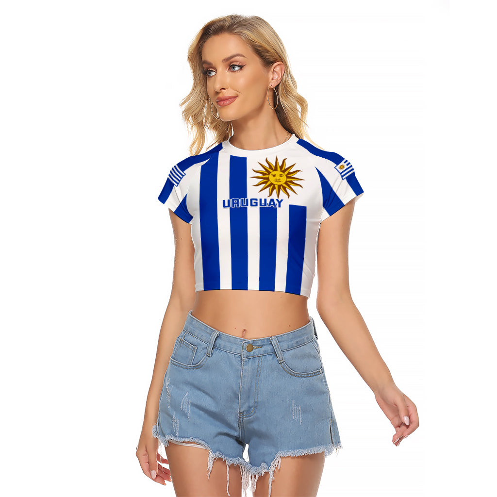 Uruguay Rugby Raglan Cropped T Shirt Go Los Teros Flag Style - Wonder Print Shop