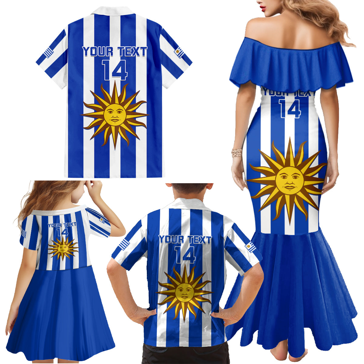 Custom Uruguay Rugby Family Matching Mermaid Dress and Hawaiian Shirt Go Los Teros Flag Style - Wonder Print Shop