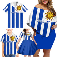 Custom Uruguay Rugby Family Matching Off Shoulder Short Dress and Hawaiian Shirt Go Los Teros Flag Style - Wonder Print Shop