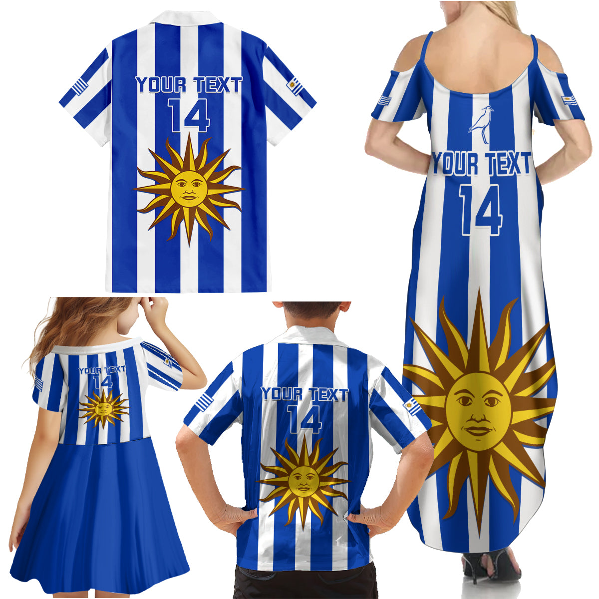 Custom Uruguay Rugby Family Matching Summer Maxi Dress and Hawaiian Shirt Go Los Teros Flag Style - Wonder Print Shop