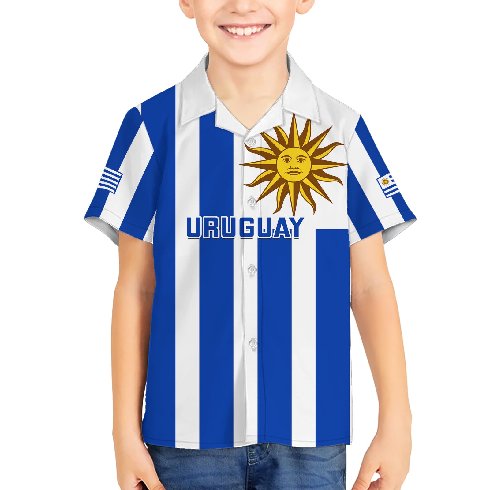 Custom Uruguay Rugby Kid Hawaiian Shirt Go Los Teros Flag Style - Wonder Print Shop