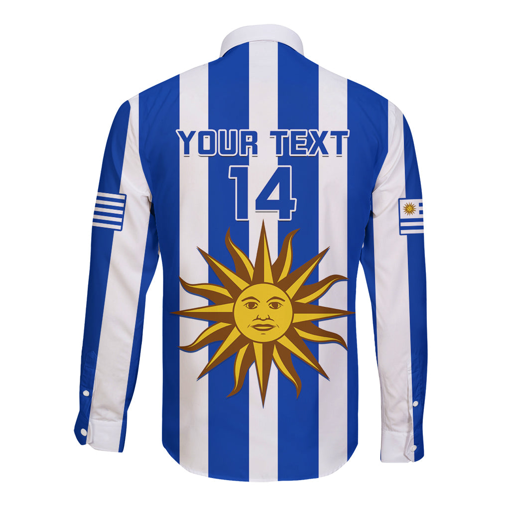 Custom Uruguay Rugby Long Sleeve Button Shirt Go Los Teros Flag Style - Wonder Print Shop