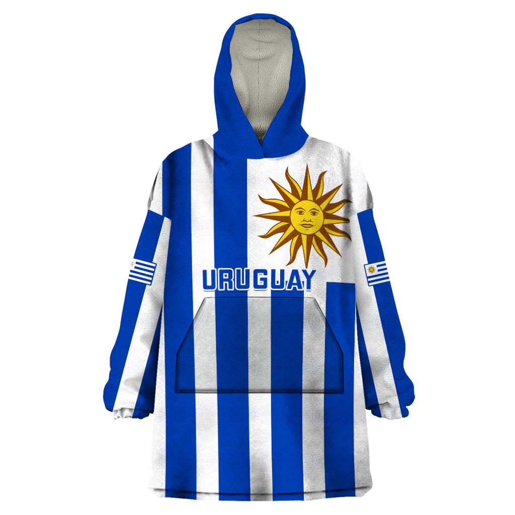 Custom Uruguay Rugby Wearable Blanket Hoodie Go Los Teros Flag Style - Wonder Print Shop