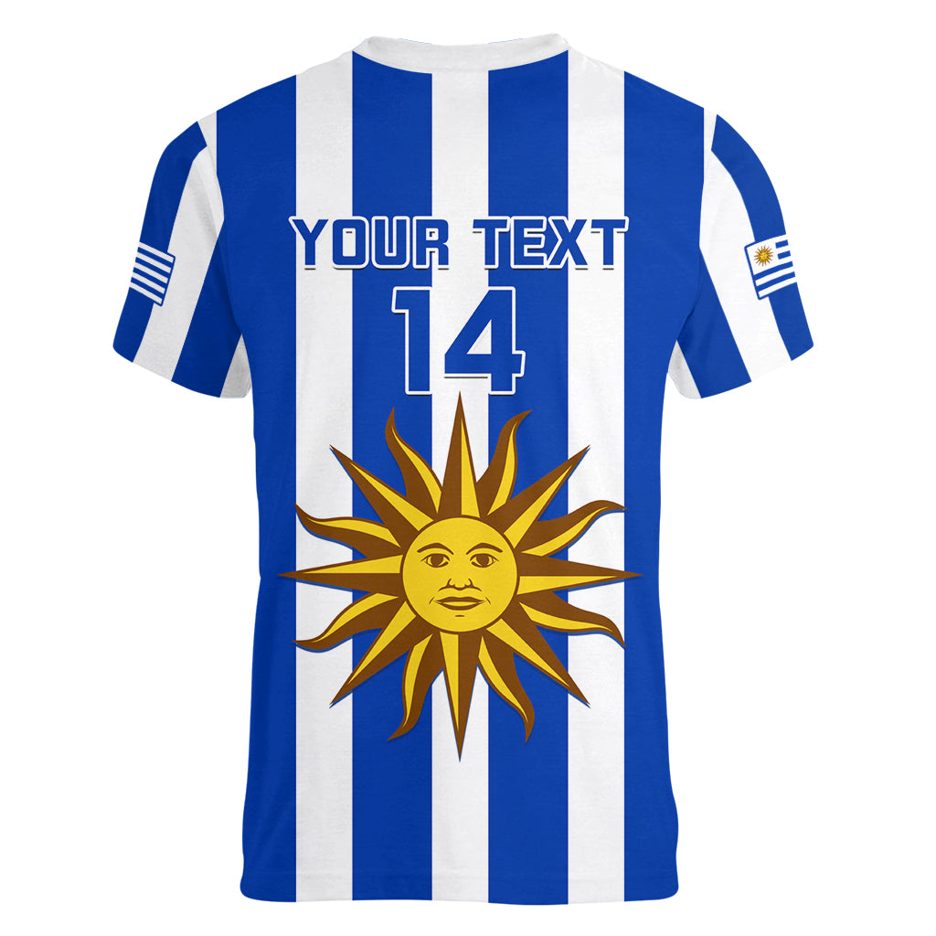 Custom Uruguay Rugby Women V Neck T Shirt Go Los Teros Flag Style - Wonder Print Shop