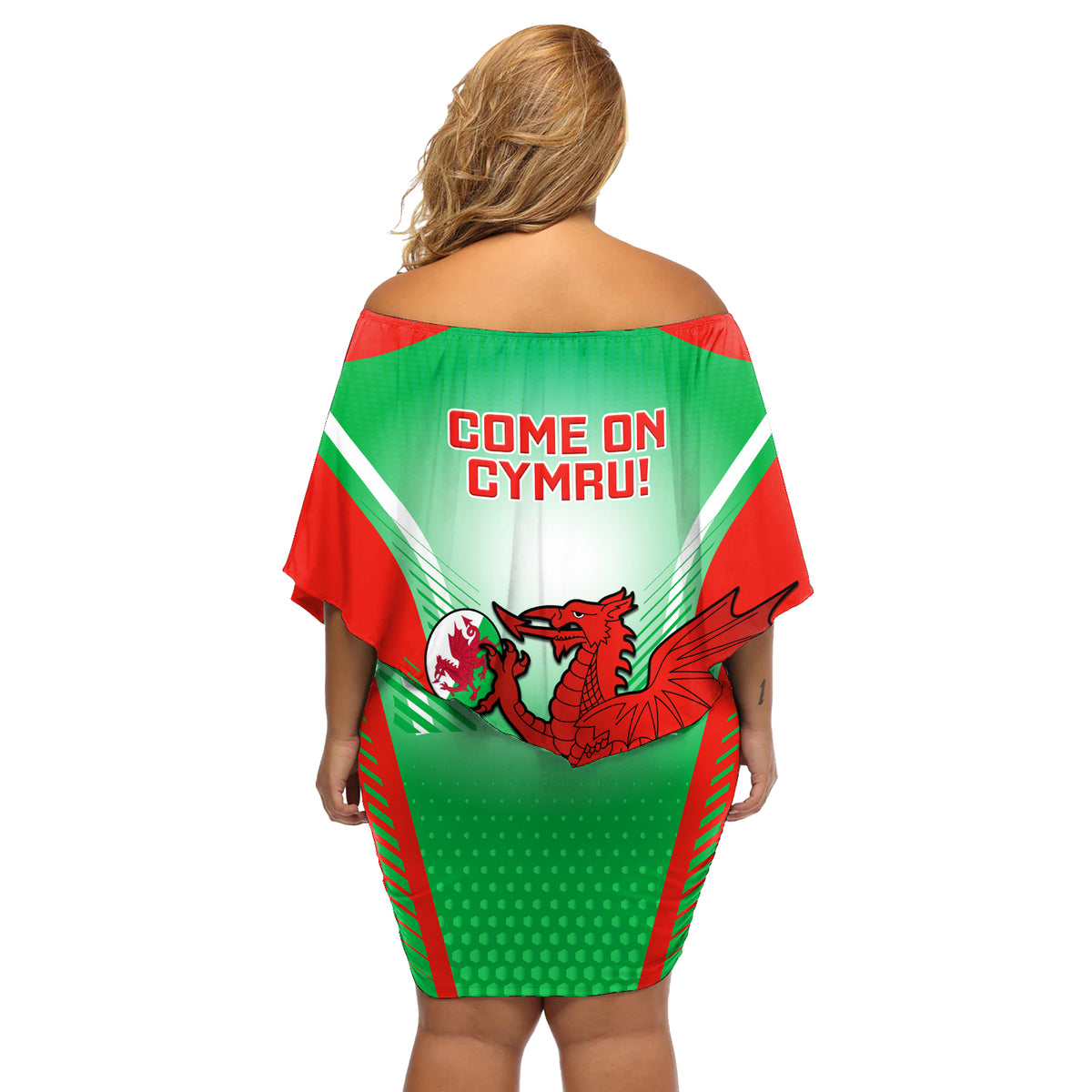 Wales Rugby Off Shoulder Short Dress 2023 Come On Cymru Champions World Cup - Wonder Print Shop