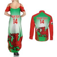 Custom Wales Rugby Couples Matching Summer Maxi Dress and Long Sleeve Button Shirts 2023 Come On Cymru Champions World Cup - Wonder Print Shop