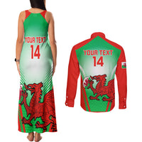 Custom Wales Rugby Couples Matching Tank Maxi Dress and Long Sleeve Button Shirts 2023 Come On Cymru Champions World Cup - Wonder Print Shop