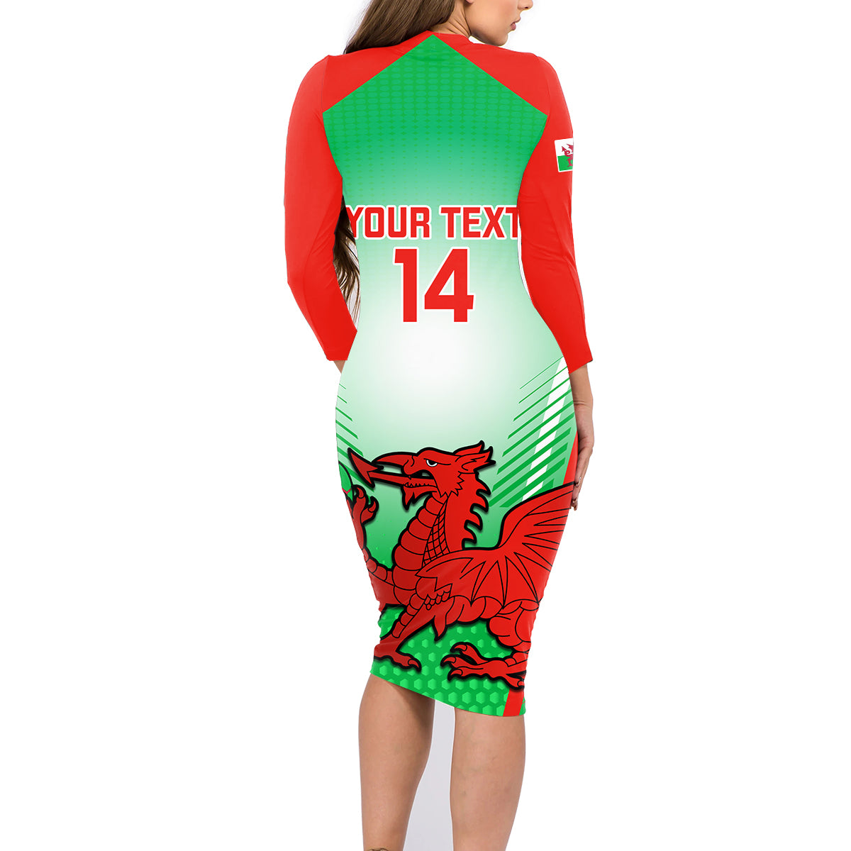 Custom Wales Rugby Family Matching Long Sleeve Bodycon Dress and Hawaiian Shirt 2023 Come On Cymru Champions World Cup - Wonder Print Shop