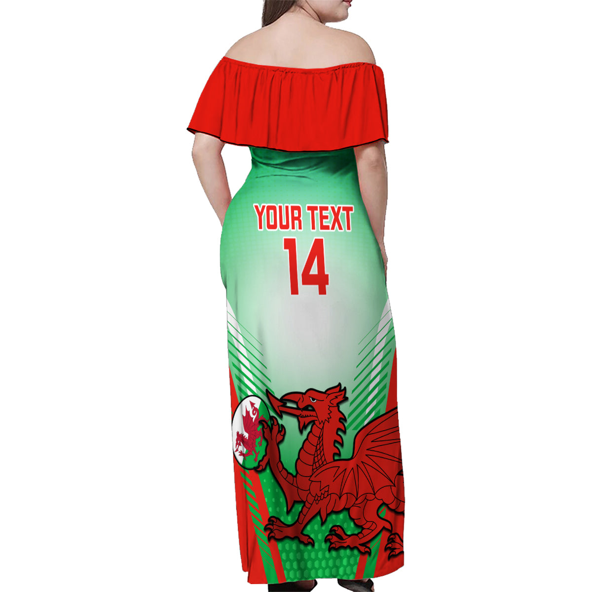 Custom Wales Rugby Family Matching Off Shoulder Maxi Dress and Hawaiian Shirt 2023 Come On Cymru Champions World Cup - Wonder Print Shop
