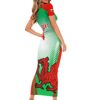 Custom Wales Rugby Family Matching Short Sleeve Bodycon Dress and Hawaiian Shirt 2023 Come On Cymru Champions World Cup - Wonder Print Shop