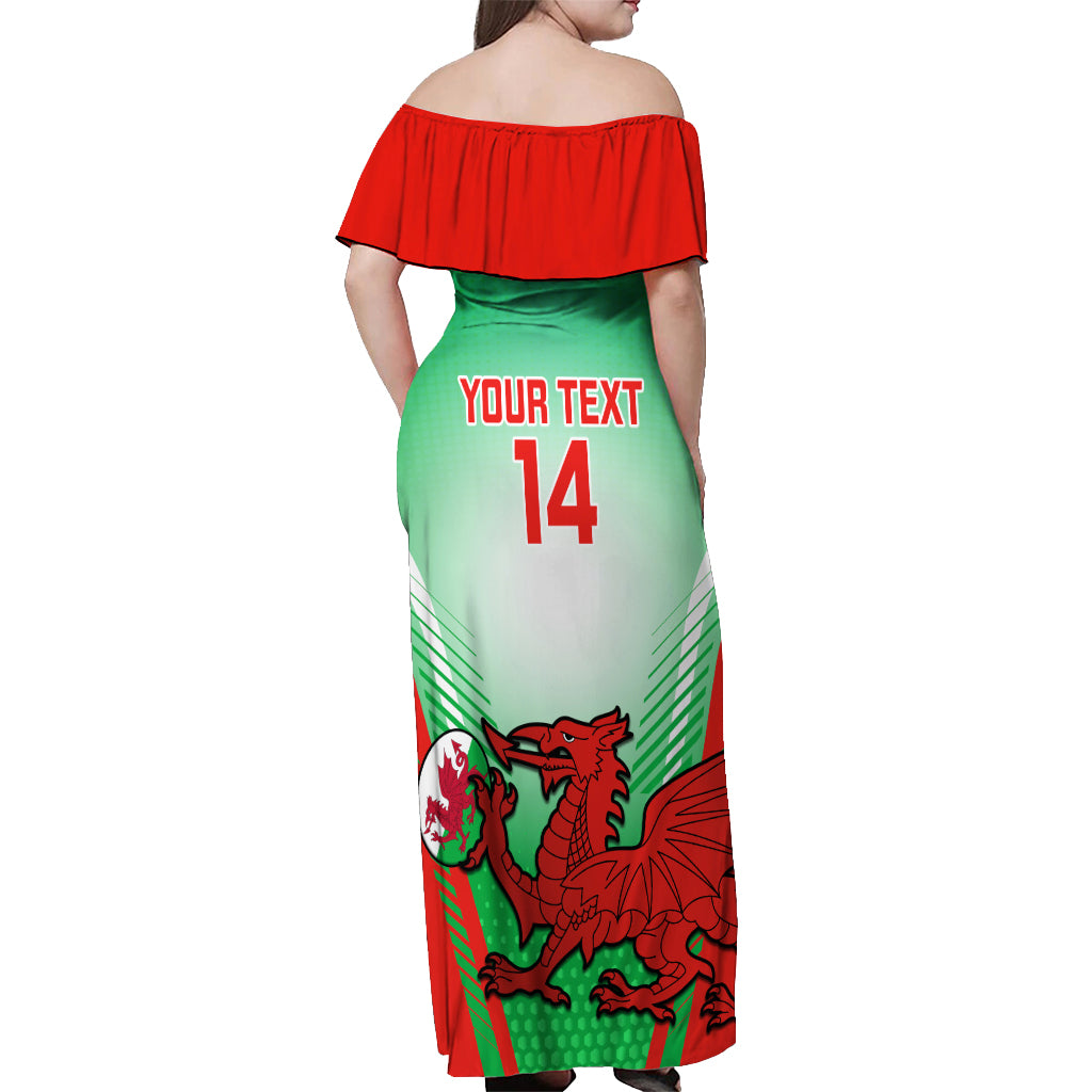 Custom Wales Rugby Off Shoulder Maxi Dress 2023 Come On Cymru Champions World Cup - Wonder Print Shop