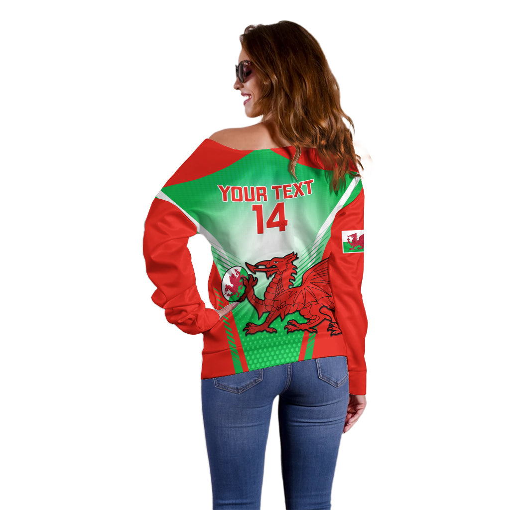 Custom Wales Rugby Off Shoulder Sweater 2023 Come On Cymru Champions World Cup - Wonder Print Shop