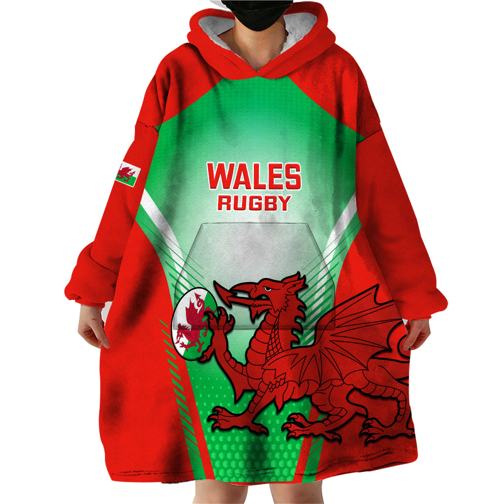 Custom Wales Rugby Wearable Blanket Hoodie 2023 Come On Cymru Champions World Cup - Wonder Print Shop