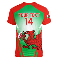 Custom Wales Rugby Women V Neck T Shirt 2023 Come On Cymru Champions World Cup - Wonder Print Shop