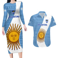 Argentina Rugby Couples Matching Long Sleeve Bodycon Dress and Hawaiian Shirt 2023 Go Champions Los Pumas World Cup - Wonder Print Shop