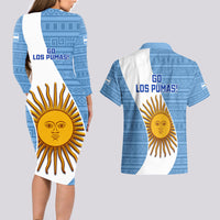 Argentina Rugby Couples Matching Long Sleeve Bodycon Dress and Hawaiian Shirt 2023 Go Champions Los Pumas World Cup - Wonder Print Shop