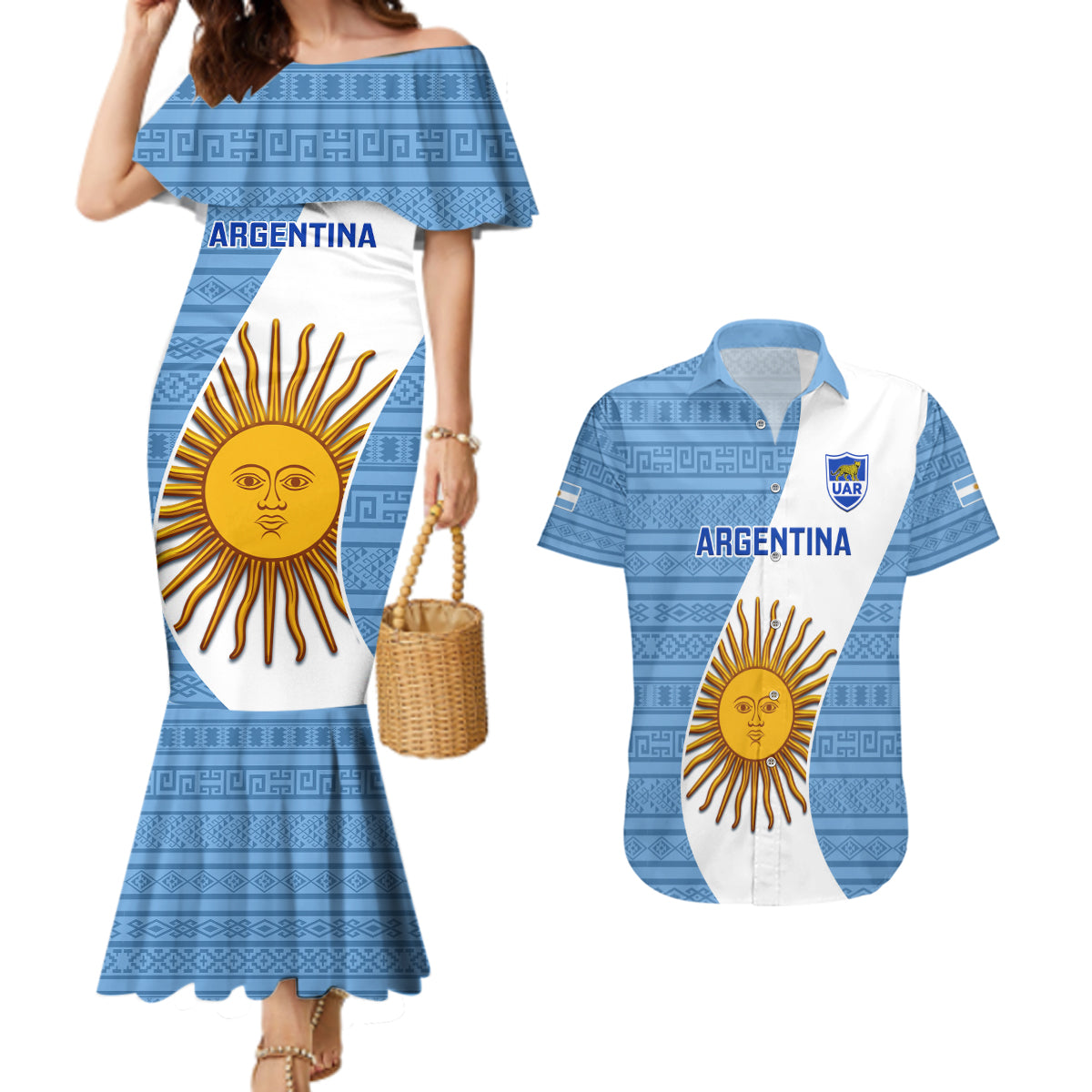 Argentina Rugby Couples Matching Mermaid Dress and Hawaiian Shirt 2023 Go Champions Los Pumas World Cup - Wonder Print Shop