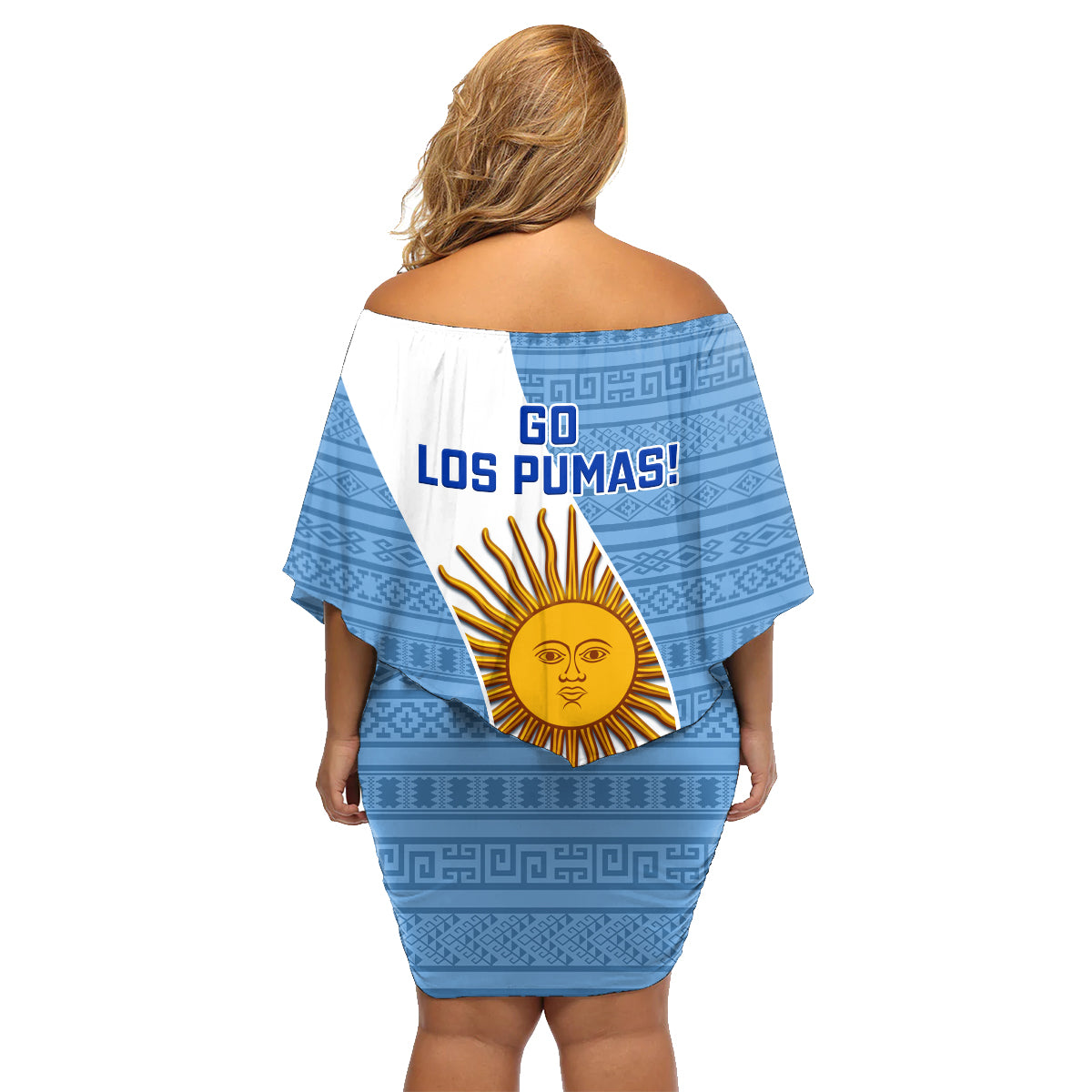Argentina Rugby Family Matching Off Shoulder Short Dress and Hawaiian Shirt 2023 Go Champions Los Pumas World Cup - Wonder Print Shop