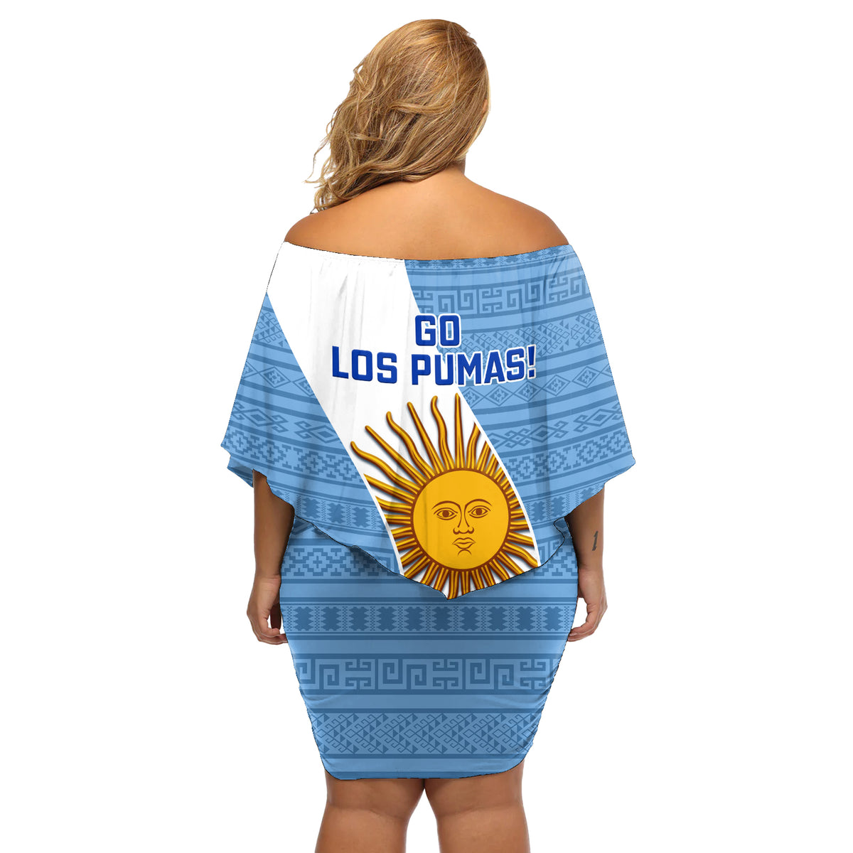 Argentina Rugby Off Shoulder Short Dress 2023 Go Champions Los Pumas World Cup - Wonder Print Shop