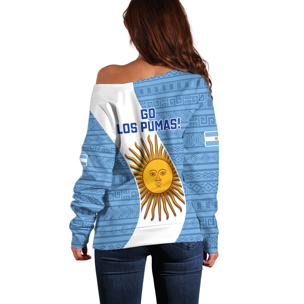 Argentina Rugby Off Shoulder Sweater 2023 Go Champions Los Pumas World Cup - Wonder Print Shop