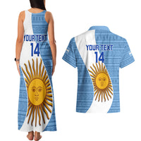 Custom Argentina Rugby Couples Matching Tank Maxi Dress and Hawaiian Shirt 2023 Go Champions Los Pumas World Cup - Wonder Print Shop