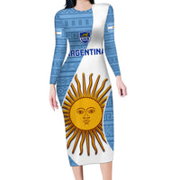 Custom Argentina Rugby Family Matching Long Sleeve Bodycon Dress and Hawaiian Shirt 2023 Go Champions Los Pumas World Cup - Wonder Print Shop