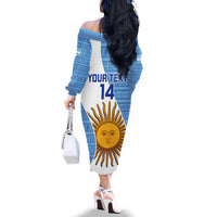 Custom Argentina Rugby Family Matching Off Shoulder Long Sleeve Dress and Hawaiian Shirt 2023 Go Champions Los Pumas World Cup - Wonder Print Shop