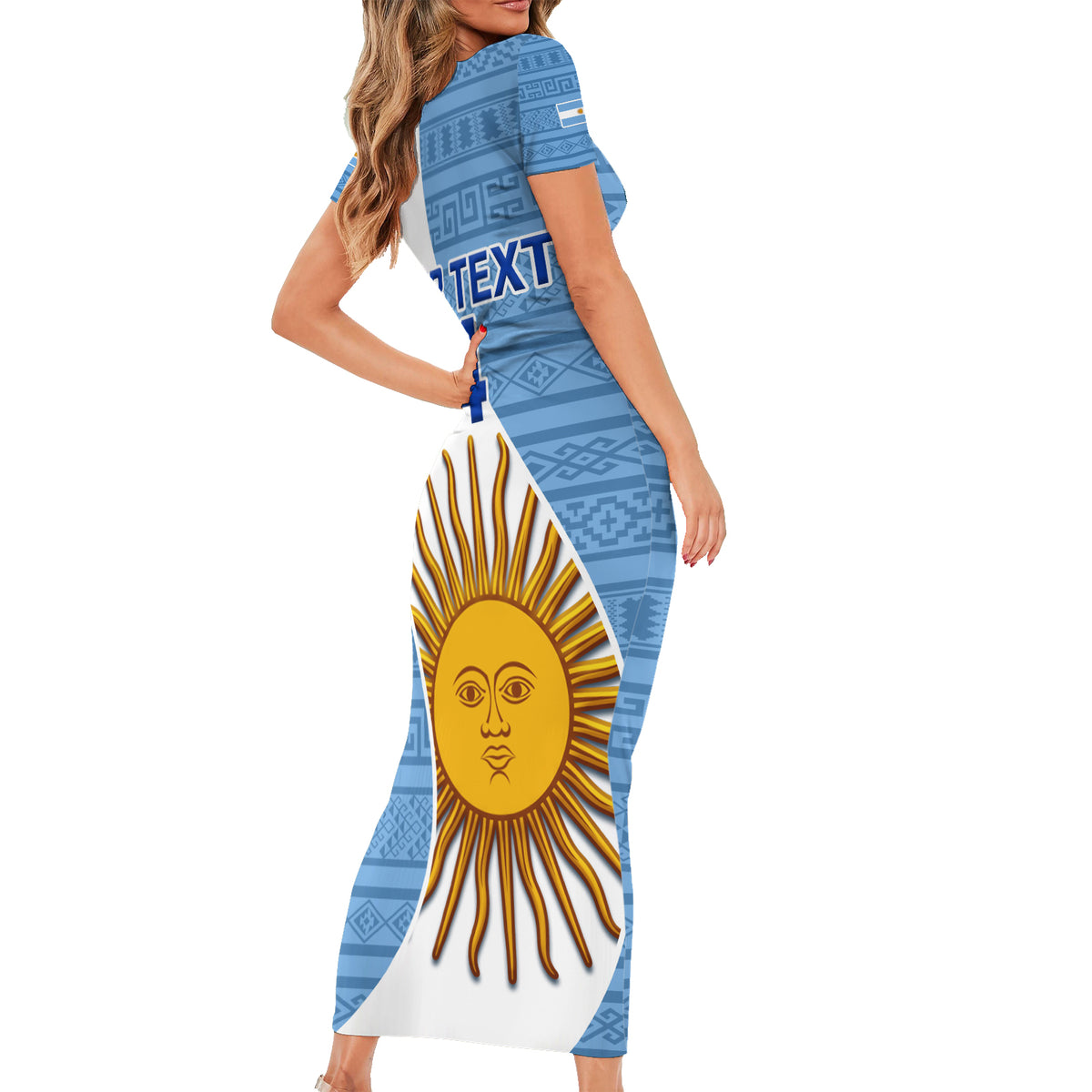Custom Argentina Rugby Family Matching Short Sleeve Bodycon Dress and Hawaiian Shirt 2023 Go Champions Los Pumas World Cup - Wonder Print Shop