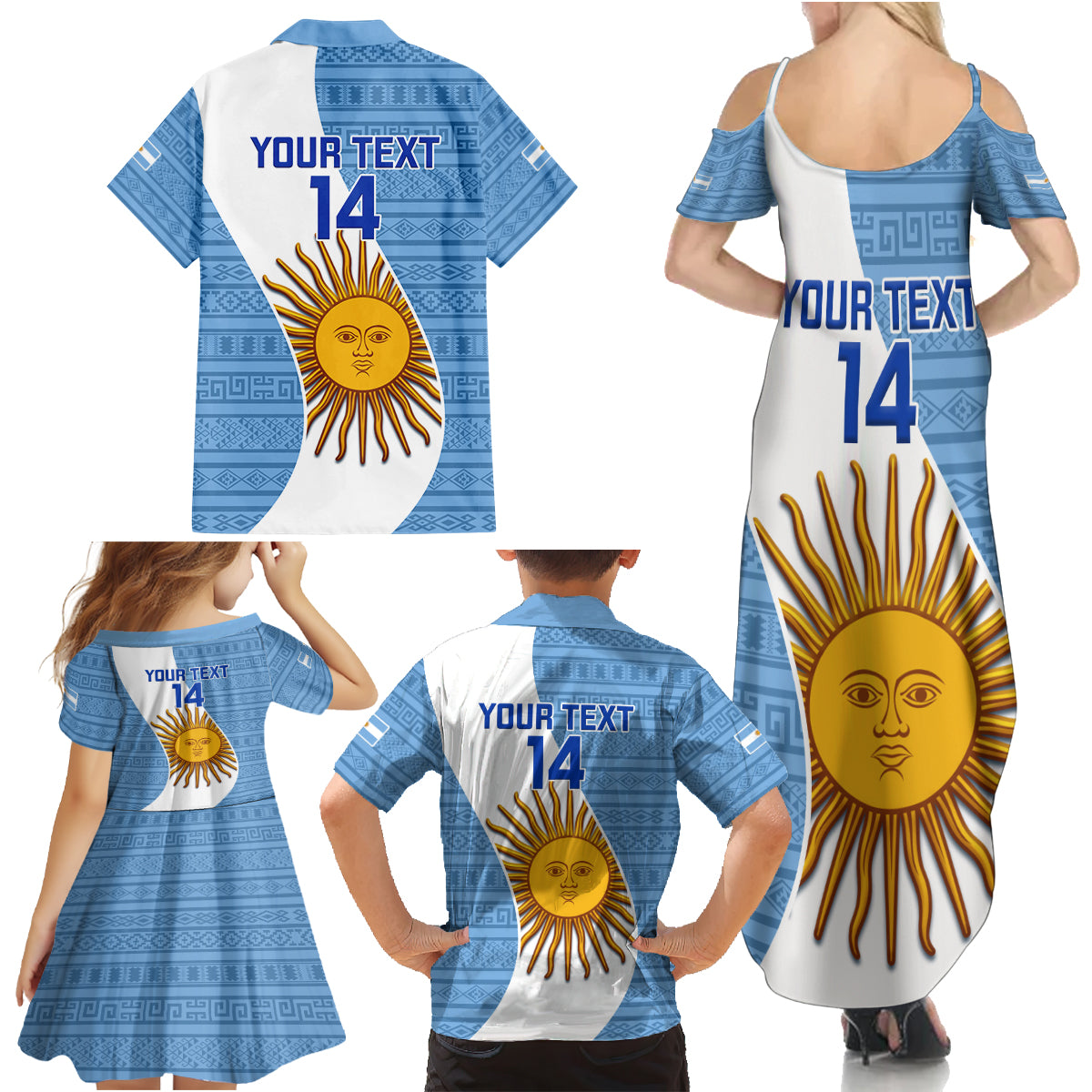 Custom Argentina Rugby Family Matching Summer Maxi Dress and Hawaiian Shirt 2023 Go Champions Los Pumas World Cup - Wonder Print Shop