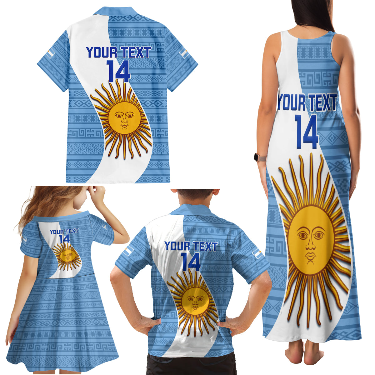 Custom Argentina Rugby Family Matching Tank Maxi Dress and Hawaiian Shirt 2023 Go Champions Los Pumas World Cup - Wonder Print Shop