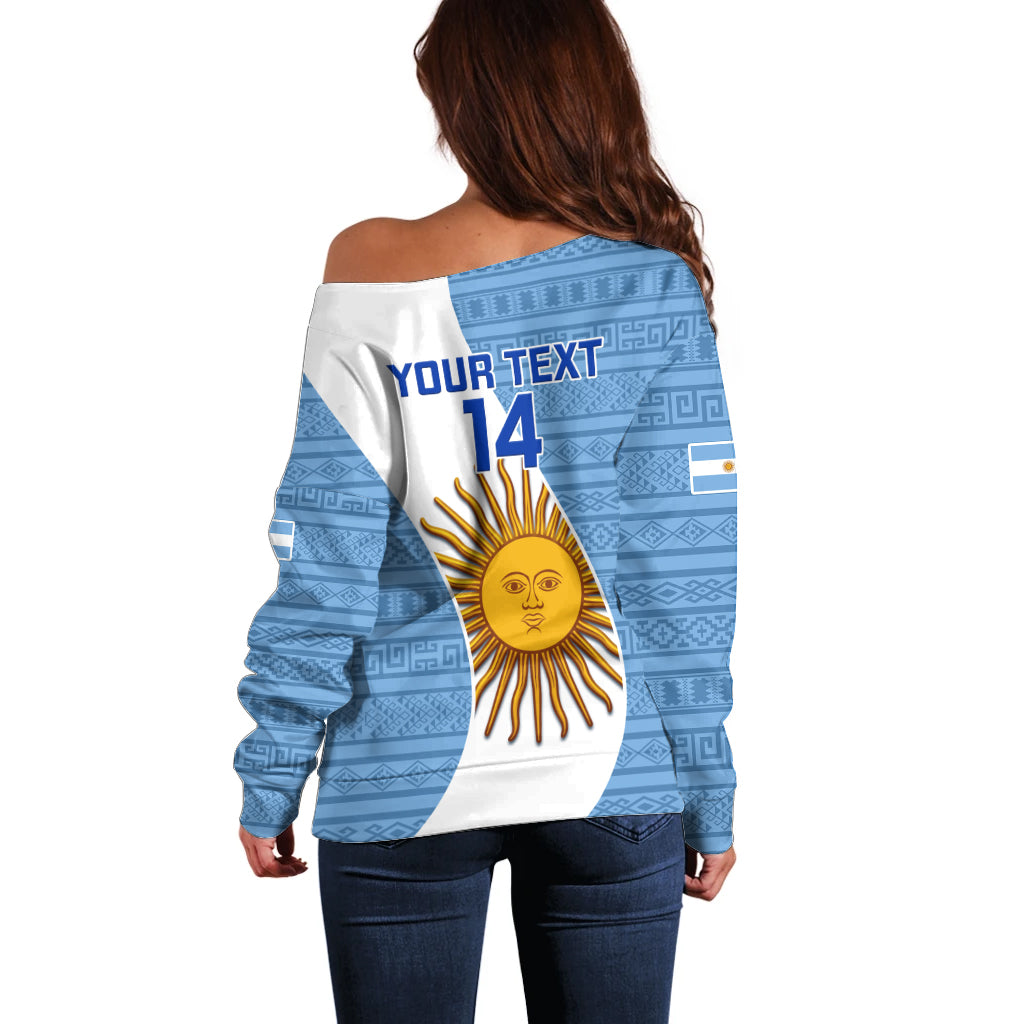 Custom Argentina Rugby Off Shoulder Sweater 2023 Go Champions Los Pumas World Cup - Wonder Print Shop