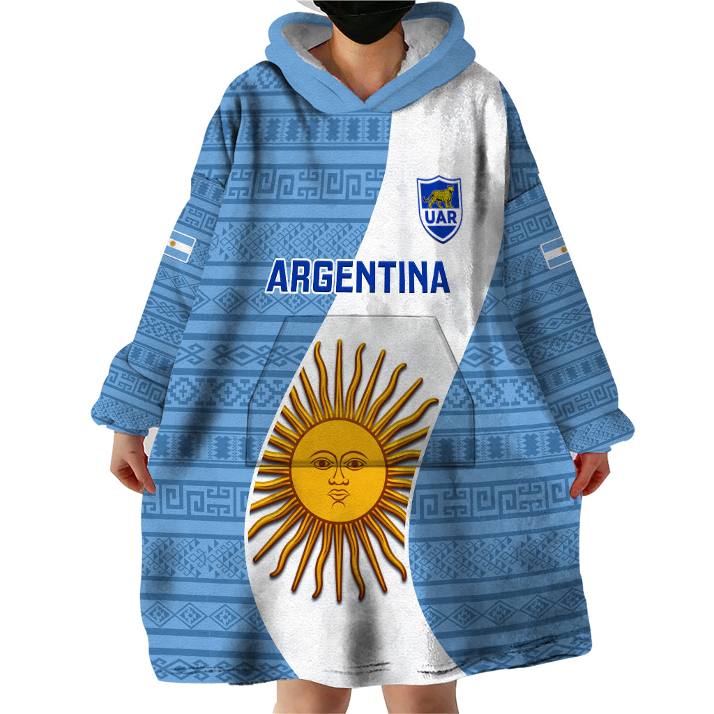 Custom Argentina Rugby Wearable Blanket Hoodie 2023 Go Champions Los Pumas World Cup - Wonder Print Shop