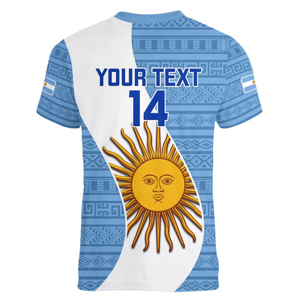 Custom Argentina Rugby Women V Neck T Shirt 2023 Go Champions Los Pumas World Cup - Wonder Print Shop