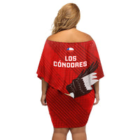 Chile Rugby Family Matching Off Shoulder Short Dress and Hawaiian Shirt 2023 Los Condores Grunge Style - Wonder Print Shop