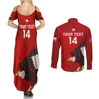 Custom Chile Rugby Couples Matching Summer Maxi Dress and Long Sleeve Button Shirts 2023 Los Condores Grunge Style - Wonder Print Shop