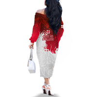 England Rugby Family Matching Off Shoulder Long Sleeve Dress and Hawaiian Shirt 2023 Go Champions World Cup Red Rose - Wonder Print Shop